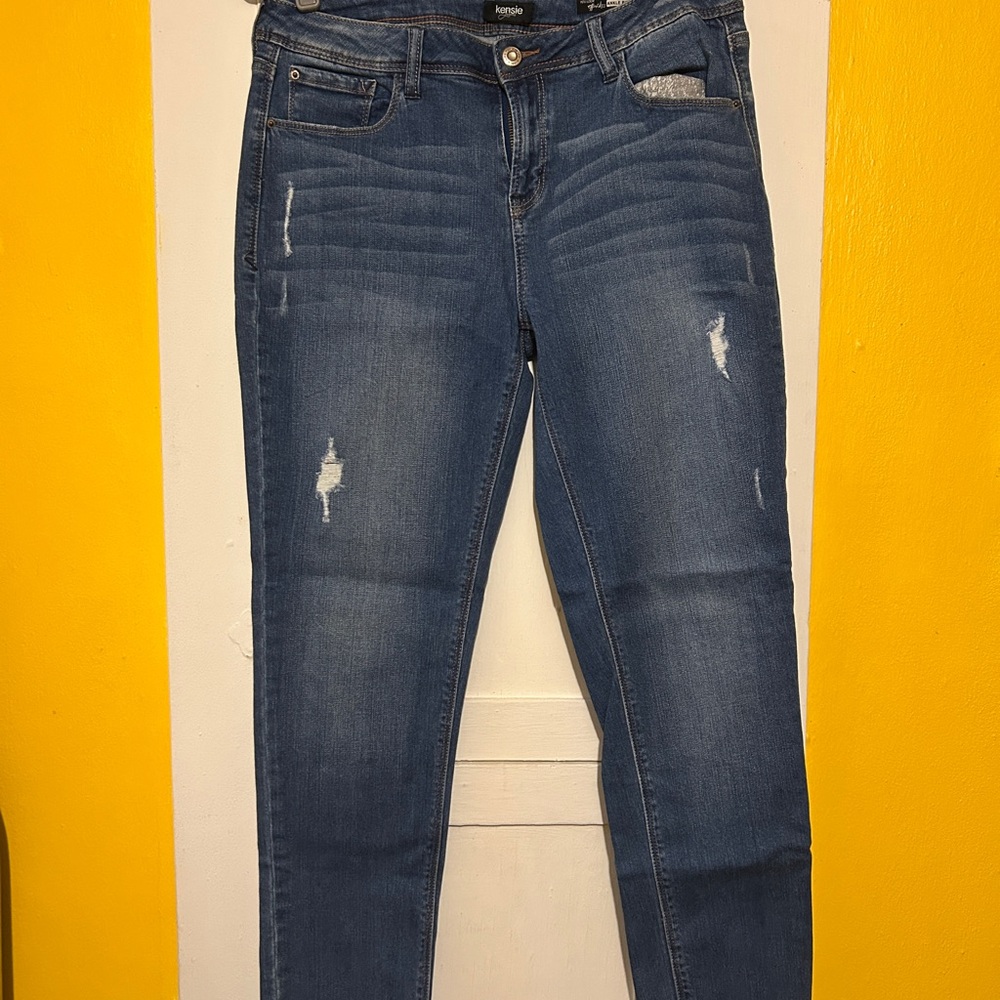 Kensie Dark Blue Distressed Skinny Jeans